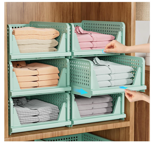 Stackable closet storage baskets
