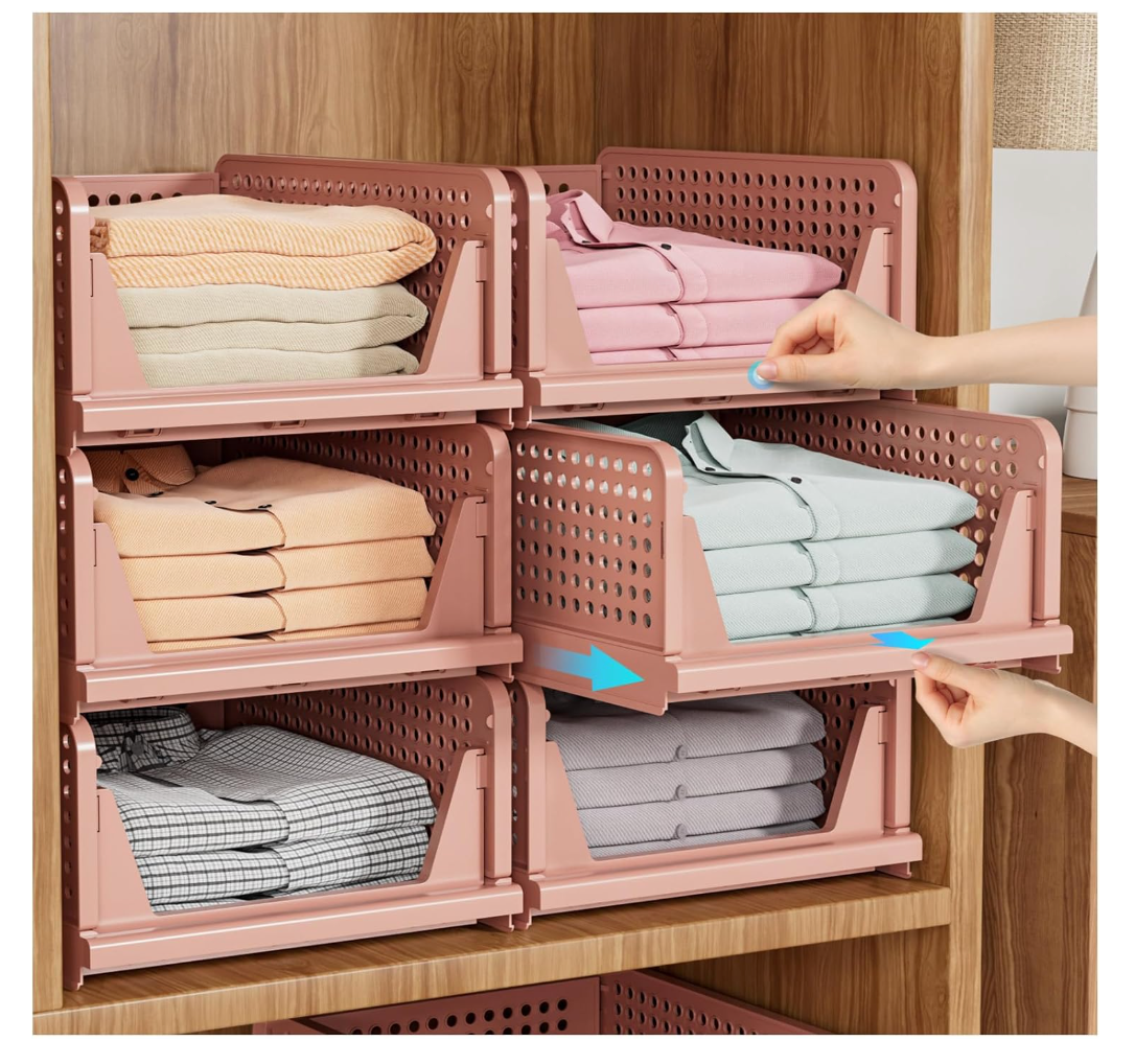 Stackable closet storage baskets