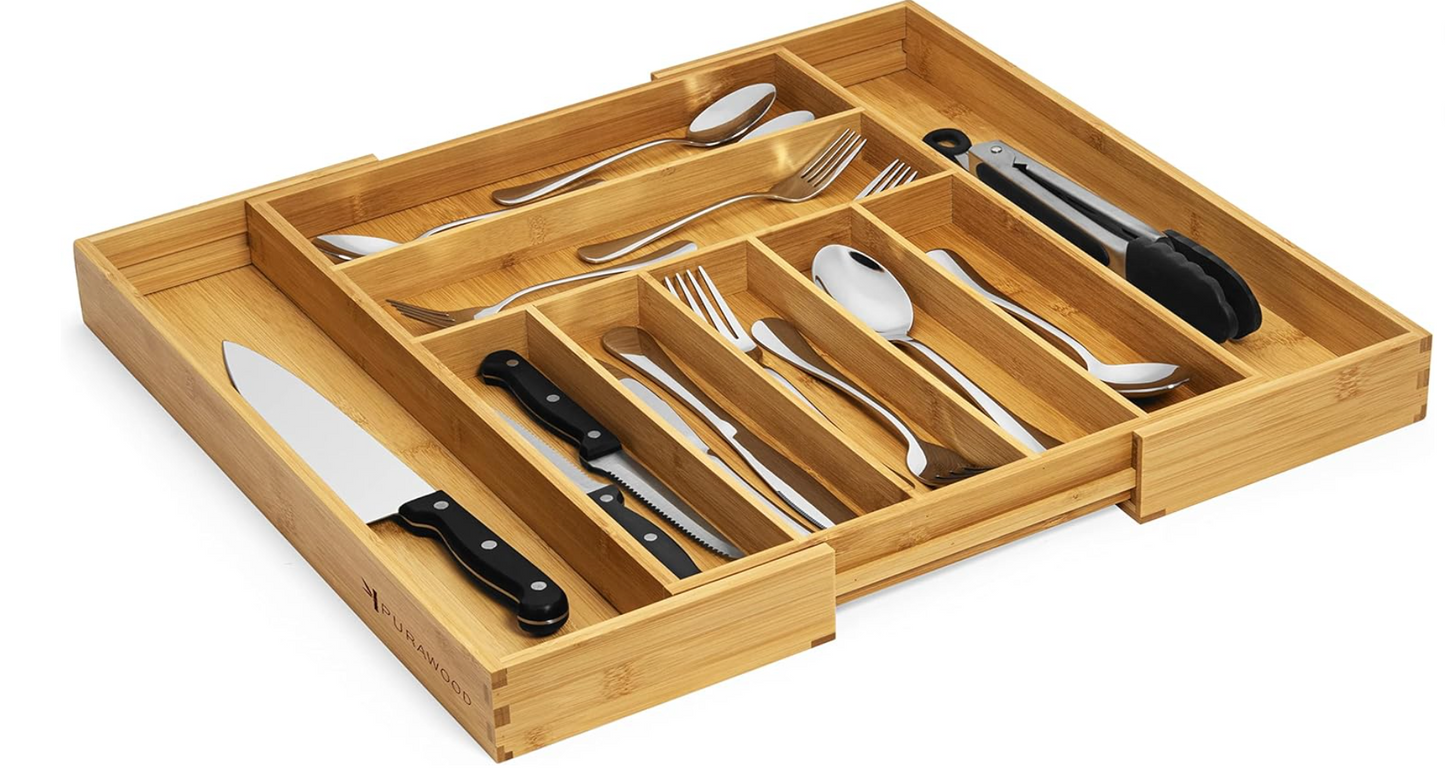 Bamboo expandable drawer organizer 2 pack