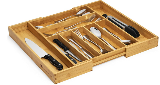 Bamboo expandable drawer organizer 2 pack