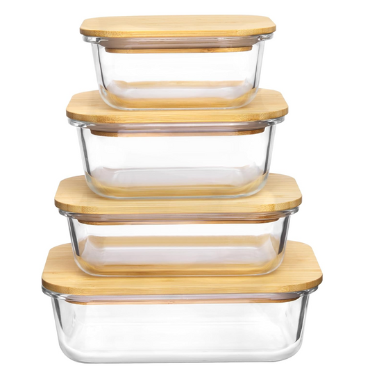 Bamboo lid glass containers