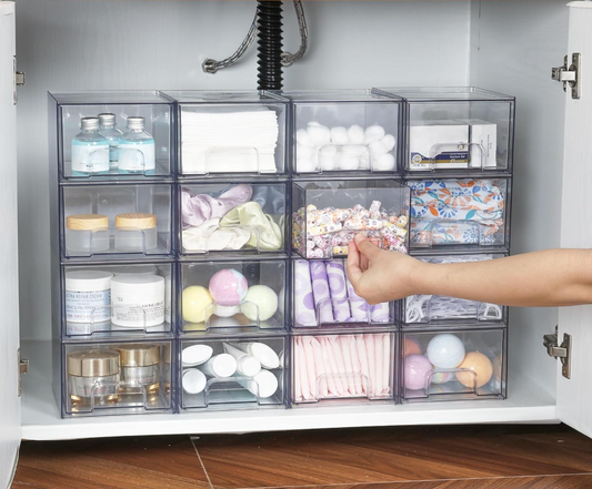 Clear stackable storage drawers